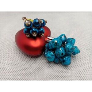 Set of 2 OOAK Homemade Blue Adjustable Beaded Statement Rings